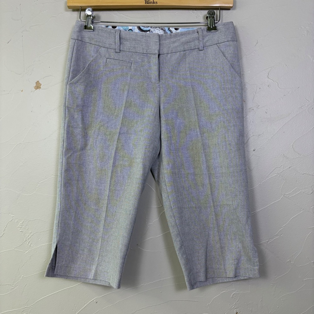 Y2K Studio Y Dress Crop Pants Womens 5/6 Gray Micro Pattern Career Casual Preppy